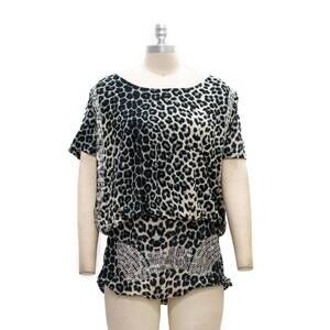 NEW SHARON MAX women's animal print top in brown
